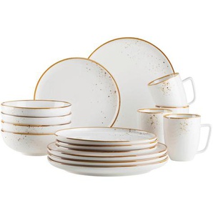 Mäser Kombiservice, Braun, Weiß, Keramik, 16-teilig, 360 ml, Essen & Trinken, Geschirr, Geschirr-Sets, Kombiservice