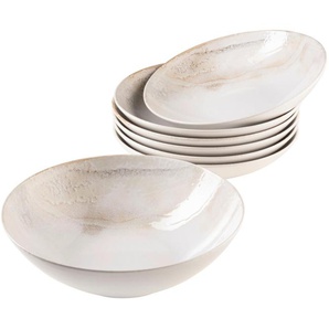 MÄSER Servierschale Ossia, Steinzeug, (Set, 7-tlg), Salat-Set, Relief-Dekor
