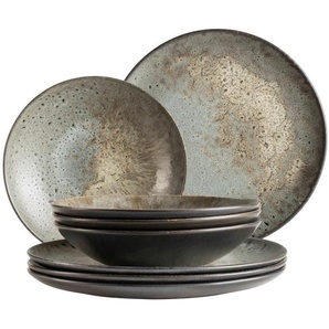 Mäser Tafelservice Carellia, Grau, Keramik, 8-teilig, lebensmittelecht, Essen & Trinken, Geschirr, Geschirr-Sets, Tafelservice