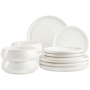 Mäser Tafelservice Taya, Weiß, Keramik, 12-teilig, Grüner Punkt, Essen & Trinken, Geschirr, Geschirr-Sets, Tafelservice
