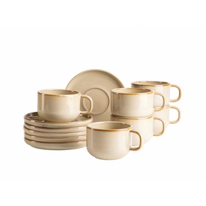 MÄSER Tasse Kaffeetassen-Set Cordelia, aus Steinzeug, Steinzeug, 12er Set, bestehend aus 6 Tassen und 6 Untertassen