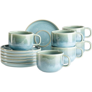 MÄSER Tasse Kaffeetassen-Set Cordelia, aus Steinzeug, Steinzeug, 12er Set, bestehend aus 6 Tassen und 6 Untertassen