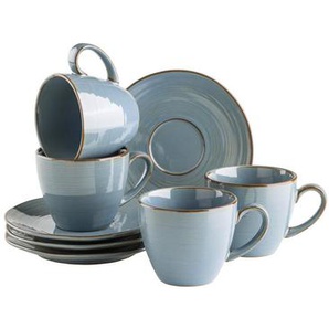 Mäser Tassenset, Blaugrau, Keramik, 8-teilig, 220 ml, 9x7.5x9 cm, Kaffee & Tee, Tassen, Kaffeetassen-Sets