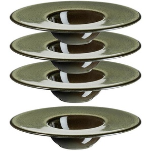 Mäser Tellerset Ambitious, Grün, Schwarz, Keramik, 4-teilig, rund, stapelbar, Essen & Trinken, Geschirr, Geschirr-Sets, Teller-Sets