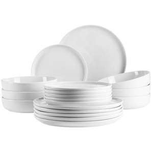 Mäser Tellerset Navina, Weiß, Keramik, 18-teilig, rund, lebensmittelecht, Essen & Trinken, Geschirr, Geschirr-Sets, Teller-Sets