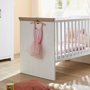 Babybett MÄUSBACHER Stralsund Babybetten Gr. Liegefläche B/L: 70 cm x 140 cm, kein Härtegrad, weiß (pinie nb, weiß) Baby Gitterbetten Babybetten