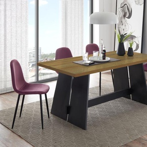 Esstisch MÄUSBACHER Mister Tische Gr. B/H/T: 160 cm x 76 cm x 90 cm, Gestell: Schwarzstahlfarben, braun (tischplatte: alteichefarben) Esstisch Holz-Esstische Rechteckige Esstische Tisch Breite 140, 160 oder 180 cm