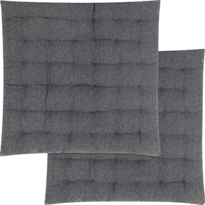 Stuhlkissen MAGMA HEIMTEX Freya Dekokissen_Sitzkissen_Kissenhüllen Gr. B/L: 40 cm x 40 cm, 2 St., Baumwolle, grau (anthrazit, unifarben) Stuhlkissen Kopfkissen mit toller Steppung