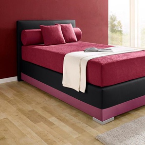 Boxspringbett MAINTAL Lago Komplettbetten Gr. Kunstleder, Liegefläche B/L: 120 cm x 200 cm, Gewicht bis: 120 kg H4, 7-Zonen-Tonnentaschen-Federkernmatratze, rot (bordeauxrot, schwarz) Boxspringbetten ohne Bettkasten in 3 verschiedenen Matratzenarten, H2