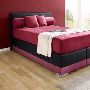 Boxspringbett MAINTAL Lago Komplettbetten Gr. Kunstleder, Liegefläche B/L: 140 cm x 200 cm, Gewicht bis: 80 kg H2, 7-Zonen-Tonnentaschen-Federkernmatratze, rot (bordeauxrot, schwarz) Boxspringbetten ohne Bettkasten in 3 verschiedenen Matratzenarten, H2