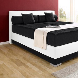 Boxspringbett MAINTAL Lago Komplettbetten Gr. Kunstleder, Liegefläche B/L: 160 cm x 200 cm, Gewicht bis: 80 kg H2, Bonnell-Federkernmatratze, schwarz-weiß (schwarz, weiß) Boxspringbetten ohne Bettkasten in 3 verschiedenen Matratzenarten, H2 oder H3