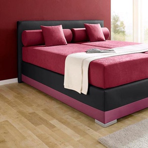 Boxspringbett MAINTAL Lago Komplettbetten Gr. Kunstleder, Liegefläche B/L: 180 cm x 200 cm, Gewicht bis: 80 kg H2, Bonnell-Federkernmatratze, rot (bordeauxrot, schwarz) Boxspringbetten ohne Bettkasten in 3 verschiedenen Matratzenarten, H2 oder H3