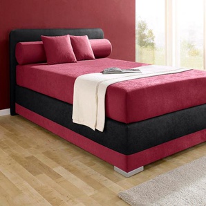 Boxspringbett MAINTAL Lago Komplettbetten Gr. Microvelours, Liegefläche B/L: 140 cm x 200 cm, Gewicht bis: 100 kg H3, Bonnell-Federkernmatratze, rot (bordeauxrot, schwarz) Boxspringbetten ohne Bettkasten in 3 verschiedenen Matratzenarten, H2 oder H3
