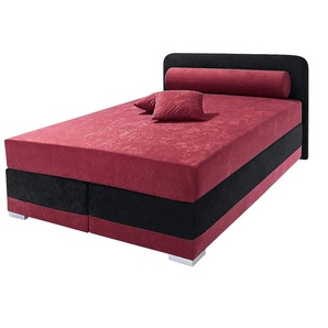 Boxspringbett MAINTAL Lago Komplettbetten Gr. Microvelours, Liegefläche B/L: 140 cm x 200 cm, Gewicht bis: 80 kg H2, 7-Zonen-Tonnentaschen-Federkernmatratze, rot (bordeauxrot, schwarz) Boxspringbetten ohne Bettkasten in 3 verschiedenen Matratzenarten, H2