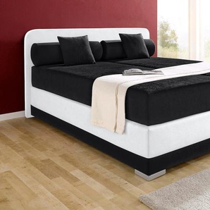 Boxspringbett MAINTAL Lago Komplettbetten Gr. Microvelours, Liegefläche B/L: 160 cm x 200 cm, Gewicht bis: 100 kg H3, Bonnell-Federkernmatratze, schwarz-weiß (schwarz, weiß) Boxspringbetten ohne Bettkasten in 3 verschiedenen Matratzenarten, H2 oder H3