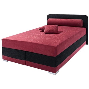 Boxspringbett MAINTAL Lago Komplettbetten Gr. Microvelours, Liegefläche B/L: 140 cm x 200 cm, Gewicht bis: 120 kg H4, 7-Zonen-Tonnentaschen-Federkernmatratze, rot (bordeauxrot, schwarz) Boxspringbetten ohne Bettkasten in 3 verschiedenen Matratzenarten, H2