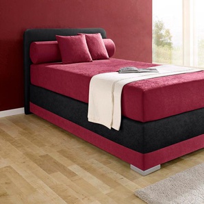 Boxspringbett MAINTAL Lago Komplettbetten Gr. Microvelours, Liegefläche B/L: 120 cm x 200 cm, Gewicht bis: 120 kg H4, 7-Zonen-Tonnentaschen-Federkernmatratze, rot (bordeauxrot, schwarz) Boxspringbetten ohne Bettkasten in 3 verschiedenen Matratzenarten, H2
