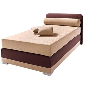 Boxspringbett MAINTAL Lago Komplettbetten Gr. Microvelours, Liegefläche B/L: 90 cm x 200 cm, Gewicht bis: 100 kg H3, 7-Zonen-Kaltschaummatratze, braun (cappucinofarben, braun) Boxspringbetten ohne Bettkasten in 3 verschiedenen Matratzenarten, H2 oder H3