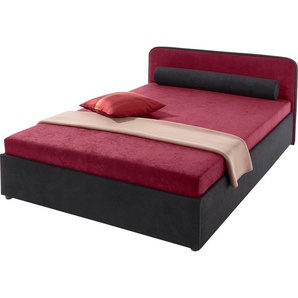 Polsterbett MAINTAL Betten Gr. Microvelours, Liegefläche B/L: 140 cm x 200 cm, Festpolsterung, Festpolsterung, rot (bordeauxrot, schwarz) Bett Polsterbett Polsterbetten ohne Bettkasten Betten wahlweise mit