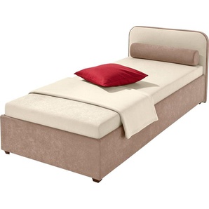 Polsterbett MAINTAL Betten Gr. Microvelours, Liegefläche B/L: 90 cm x 200 cm, Gewicht bis: 100 kg H3, Bonnell-Federkernmatratze, beige (beige, braun) Bett Polsterbett Polsterbetten ohne Bettkasten Betten wahlweise mit