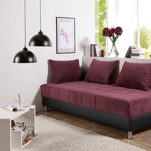 Polsterliege MAINTAL Komplettbetten Gr. Microfaser-Kunstleder, Liegefläche B/L: 80 cm x 200 cm Betthöhe: 45 cm, kein Härtegrad, Federkern-Festpolster, rot (schwarz, beerenfarben) Polsterliegen Komplettbetten