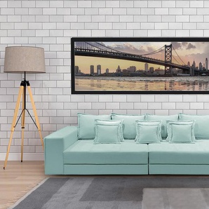 Bigsofa Breval Blau/Pastellblau Microfaser 289 x 61 x 110cm Landhaus