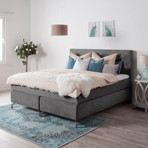 Boxspringbett Dogali 180 x 200cm Samt Grau/Anthrazit