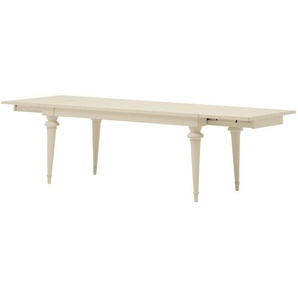 Esstisch 182 x 76 x 90cm mit Kopfauszug beidseitig Weiß/Beige/Hellbeige