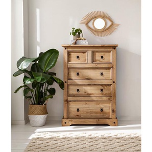 Kommode II 92 x 130 x 48cm Braun/Beige/Kiefer Natur