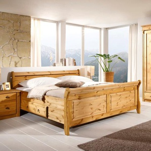 Massivholz-Doppelbett 180 x 200cm Massivholz Kiefer, gebeizt & geölt Beige/Kiefer Laugenfarbig gebeizt & geölt Kiefer