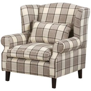 Ohrensessel XL Webstoff Braun/Beige/Braun/Beige Webstoff 93 x 93 x 87cm