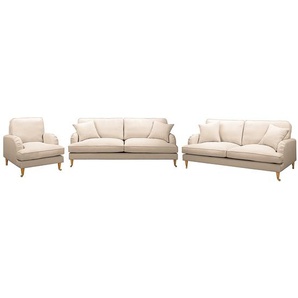 Maison Belfort Polstergarnitur Bethania II Creme Webstoff 211x85x96 cm