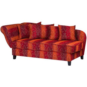 Recamiere Adelaide Rot/Rot/Orange Webstoff 193 x 82 x 91cm Armlehne davorstehend links Landhaus Webstoff Rot - Armlehne davorstehend links