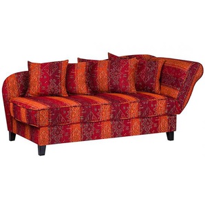 Maison Belfort Recamiere Adelaide 3-Sitzer Rot/Orange Webstoff 193x82x91 cm (BxHxT) mit Schlaffunktion/Bettkasten Gestreift Landhaus