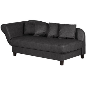 Recamiere Kunstleder Grau/Anthrazit Kunstleder 193 x 82 x 91cm Armlehne davorstehend links Landhaus