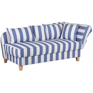 Recamiere I Webstoff Blau/Blau Webstoff 193 x 82 x 91cm Armlehne davorstehend rechts Landhaus