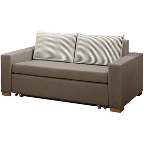 Schlafsofa Basic Braun Webstoff Sari / Webstoff Habren 173cm mit Schlaffunktion Skandi