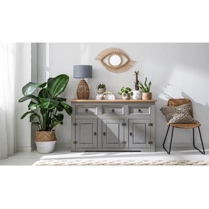 Sideboard 132 x 84 x 44cm Grau/Kiefer Grau