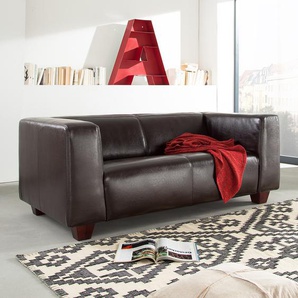 Sofa 2-Sitzer Braun Sitz-, Rücken- & Armlehnflächen innen : Echtleder Korpusbezug außen : Kunstleder 170 x 69 x 86cm Landhaus