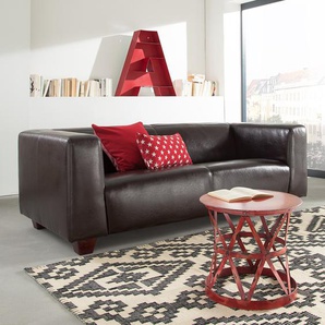Sofa 3-Sitzer Braun Echtleder / Kunstleder 198 x 69 x 86cm Landhaus