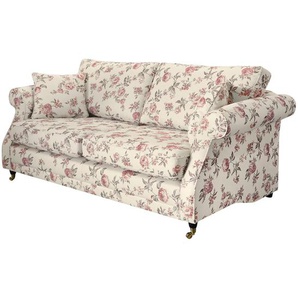 Sofa 3-Sitzer Beige Webstoff 200 x 94 x 96cm Landhaus