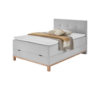 maison bleue Boxspringbett mit Bettkasten Mara - grau - Materialmix - 122 cm - 116 cm | Möbel Kraft