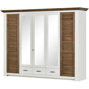 maison bleue Drehtürenschrank 5-türig  Laguna ¦ weiß ¦ Maße (cm): B: 284 H: 217 T: 64