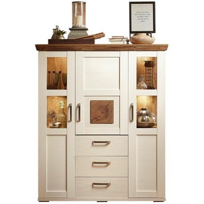 maison bleue Highboard  Cendo ¦ weiß ¦ Maße (cm): B: 128 H: 153 T: 42