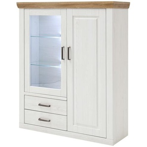 maison bleue Highboard  Xanten ¦ weiß ¦ Maße (cm): B: 118 H: 142 T: 40