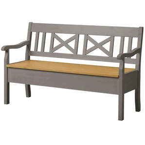maison bleue Sitzbank massiv Florian - grau - Materialmix - 148 cm - 93 cm - cm 56,0 | Möbel Kraft