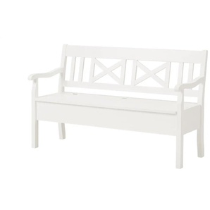 maison bleue Sitzbank massiv Florian - weiß - Materialmix - 148 cm - 93 cm - cm 56,0 | Möbel Kraft