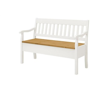 maison bleue Sitzbank mit Stauraum massiv Bendix - weiß - Materialmix - 130,9 cm - 93 cm - cm 58,0 | Möbel Kraft