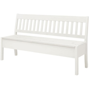 maison bleue Sitzbank mit Stauraum massiv Bendix ¦ weiß ¦ Maße (cm): B: 169,1 H: 93 T: 58.0