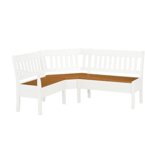 maison bleue Truhen-Eckbank massiv Bendix - weiß - Materialmix - 93 cm | Möbel Kraft